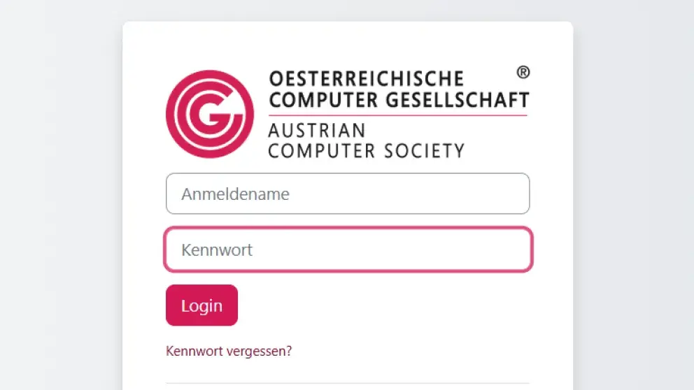 Screenshot des Login-Bereichs der OCG Lernplattform