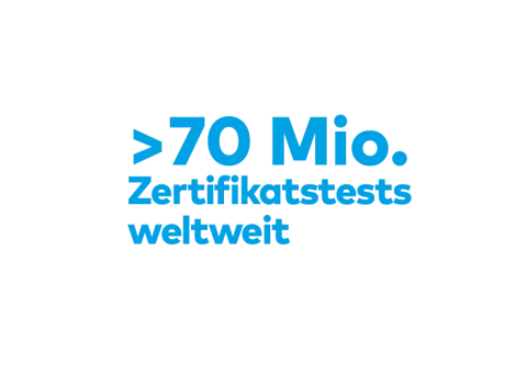 Über 70 Mio. Zertifikatstests weltweit Über 70 Mio. Zertifikatstests weltweit
